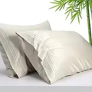 CAROMIO Bed Pillow Cases Rayon Derived from Bamboo 2 Pack King Size, Cooling Pillowcase for Hot Sleepers, Cool and Breathable Pillow Cover with Envelope Closure, Beige, 20x40 inches