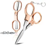 2 Pcs Folding Stainless Steel Portable Mini Small Travel Scissors, Safety Fol...