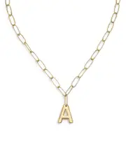 Ettika Paperclip Link Chain Initial Pendant Necklace in 18K Gold Plated, 18