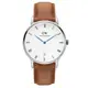 DW Daniel Wellington Dapper 經典淺棕色皮革腕錶-銀框/34mm(DW00100114)