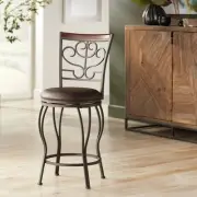 Kayden Metal Swivel Bar Stools Set of 2 Brown 25" High Kitchen Counter Island