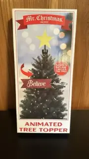 Mr Christmas Star Tree Topper Santas Biplane Airplane Circles the Tree Believe