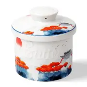 Butter Crock for Counter With Water Line, On Demand Spreadable Butter, Cerami...