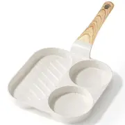 Non Stick Egg Pan - 3 Section Breakfast Frying Pan, 3-In-1 Divided Grill Pan ...