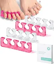DR. JK- ToePal Gel Toe Separator, 2 Pairs, Toe Spacers, Toe Straightener, Hammer Toe Straightener, Toe Spreader, Toe Stretcher, Toe Corrector for Women and Men, Pink + clear