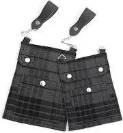 [UMAM] Men’s Utility Kilt Tartan Hanging Kilt pockets with pair of Chain Suspender, Jeans Style (Set of Two)