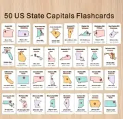 United States Capitals Date Flashcards Set Educational Geography Learning Tool