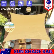 Rectangle Sun Shade Sail 160 GSM Extra Heavy Duty Shade Cloth 98% UV Block