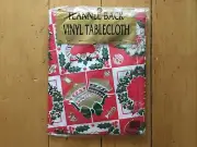 VTG Christmas Vinyl Tablecloth Flannel Back 70's Rectangle 52”x70” NOS
