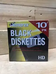 Memorex Black Diskettes 3.5" HD Computer Floppy Disks Sealed 10 Pack