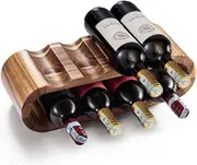 Wooden Wine Rack 2 Tier 8 Bottle Acacia Wood Stand Free Standing Storage Home Décor