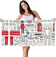 [HTTUP] I Love London Print Quick Dry Beach Towel Lightweight Oversized for Adults for Travel and Pool Towel