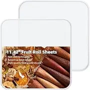 Silicone Dehydrator Mat with Lip, [2 Pack] 11x 11inch Non-stick Fruit Roll Trays for Fruit leather/Liquid Egg Powder/Cookies, BPA-Free, White