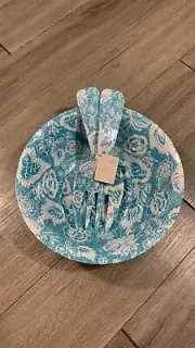 Sur La Table Melamine Turgoise Batik Salad bowl & Serving Set