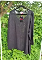 NWT Simply Be Womens Breathable Comfort Black Sheer Top - US Plus Size 28/30