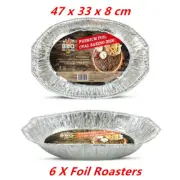 6 X Oval Foil BBQ Roaster Baking Take Away Catering Container Tray Disposable