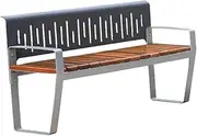 Outdoor Park Bench Outdoor Garden Stainless Steel Bench, Wooden Chair Surface, for Balcony Terrace Leisure Backrest Sitting Patio Garden Bench(Medium)