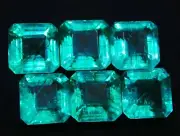 Natural Enhanced Emerald Gem 7 to 9 Ct Each Certified Square Emerald Cut