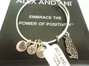 Alex and Ani PENGUIN II Russian Silver Charm Bangle New W/Tag Card & Box