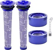 4 Pack Vacuum Filter Replacement Kit for Dyson V7, V8 Animal and V8 Absolute & SV10 DC59 Cordless Vacuum,Replaces Part # 965661-01 & 967478-01,2 Post Filter & 2 Pre Filter