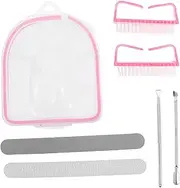 BESTYASH 1 Set Nail Care Soaking Bowl: Double-sided Nail Buffer Steel Cuticle Pusher Nail Scraper Gentle Nail Brush - Home Manicure Supplies