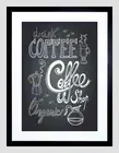 COFFEE CHALKBOARD ILLUSTRATION BLACK FRAMED ART PRINT PICTURE B12X9140