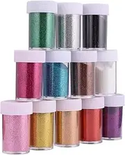 AKOOSY 12Pcs Assorted Glitter Nail Art Pigment Dust Powder for Creative Nail Designs Sequins Vibrant Colors for Unique Nail Art Applications