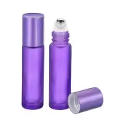 2pcs 10mL Roller Bottles, Glass Refillable Essential Oil Roller, Matte Purple