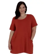 Autograph Top Plus Size 20 Tunic Stretch Viscose Rust Short Sleeve Slouch Pocket