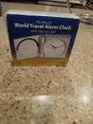 WORLD TIME TRAVEL ALARM CLOCK With Day Glo Dial New In Box