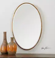 Thin Frame Gold Oval Wall Mirror | Classic Contemporary Vanity
