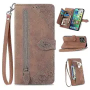 Mobile Phone Cases-Stylish Leather Protective Case with Zip & Hanger for iPhone & Samsung Phones
