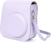 Camera Bag, PU Leather Protective Case with Shoulder Strap Candy Color for Mini 8/8+ / 9(Purple), Modern