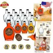 Versatile 12 Oz Glass Bottles Set with Tamper-Proof Lids & Maple Syrup Stickers