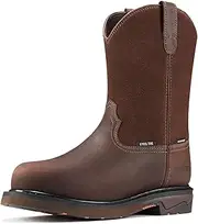 [NINGO] Steel Toe Waterproof Wellington Work Boots for Men, Full Grain Leather, Goodyear Welt Pull-on, Non-Slip Western Cowboy With EH Protection for Industrial Farming