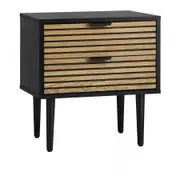 Furniture Storage Unit Black Bedside Table 2 Drawers