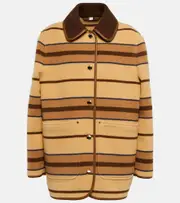 [Burberry] Burberry Striped wool jacket UK 18 beige