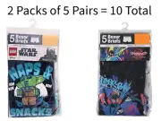 Lego Star Wars & Marvel Spiderman Boys Boxer Brief 5 Pair Each=10 Total Size 6