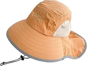 [Cherjoury] Kids Neck Flap Fisherman Hat Neck Flap Versatile Hat for Spring Breathable Hat Bucket Hat Casual Sport Light Orange