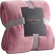 TASTHROW Large Flannel Fleece Throw Blanket, 90×108 Inch - Cozy Lightweight Thick Blanket - All Seasons Suitable for Women, Men and Kids (Pink)