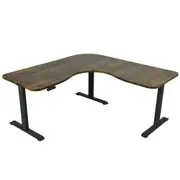 FORTIA 173W x 173W x 75D 3-Motor 120kg Load Adjustable Electric Sit to Stand Up Corner Desk - Walnut/Black Frame