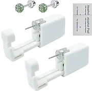 2 Pack Ear Piercing Kit, EVRCRR Self Ear Piercing Gun, Disposable Self Ear Piercing Kit Safety Ear Piercing Gun Kit Tool with 4mm Earring Studs (Green)