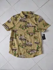 BRIXTON CHARTER PRINT S/S Woven Shirt Size M - Color Straw/Paradise NWT