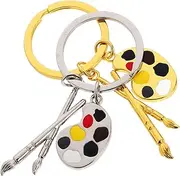 [CALLARON] 2Pcs Creative Drawing Pen Shaped Keychain Unique Golden Silver Key Pendant for Keyring Decoration for Artists and Students