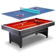 Maverick 7-foot Pool and Table Tennis Multi Game with Red Felt and Blue Table