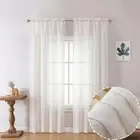 Linen Blend Sheer Curtains 84 inches Long 2 Panels Set for Bedroom, Natural L...