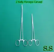 2 Pieces Kelly Hemostat Forceps Curved 5.5" & 10" Surgical Instruments