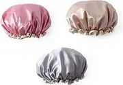 DECOMELODY 3pcs Shower Hat Washable Shower Cap Reusable Shower Cap Bath Cap Bathing Cap Shower Cap Double-deck Shower Cap Shower Caps Large Shower Cap Salon Hat Waterproof Caps