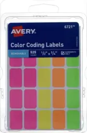 Avery Removable Removable Color Coding Labels, 525 Ct