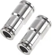 X AUTOHAUX Push to Connect Air Fittings 3/8" x5/16 Reducing Straight Air Line Quick Connector 304 Stainless Steel 2 Pcs Silver Tone